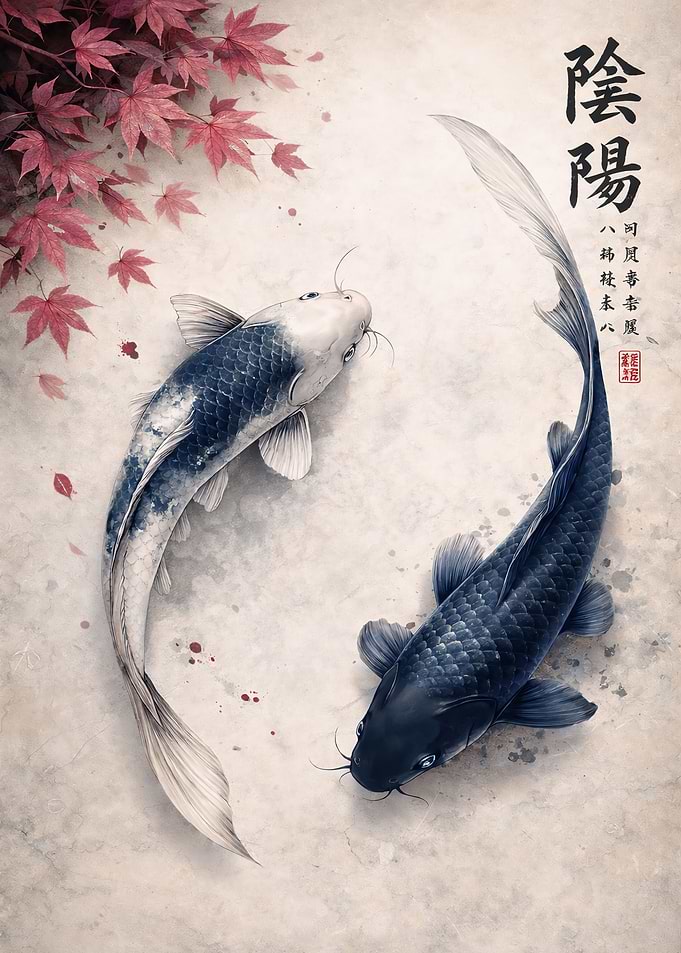 Yin Yang Koi Fish Painting