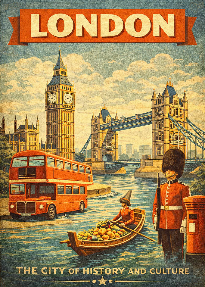 Vintage London Travel Poster