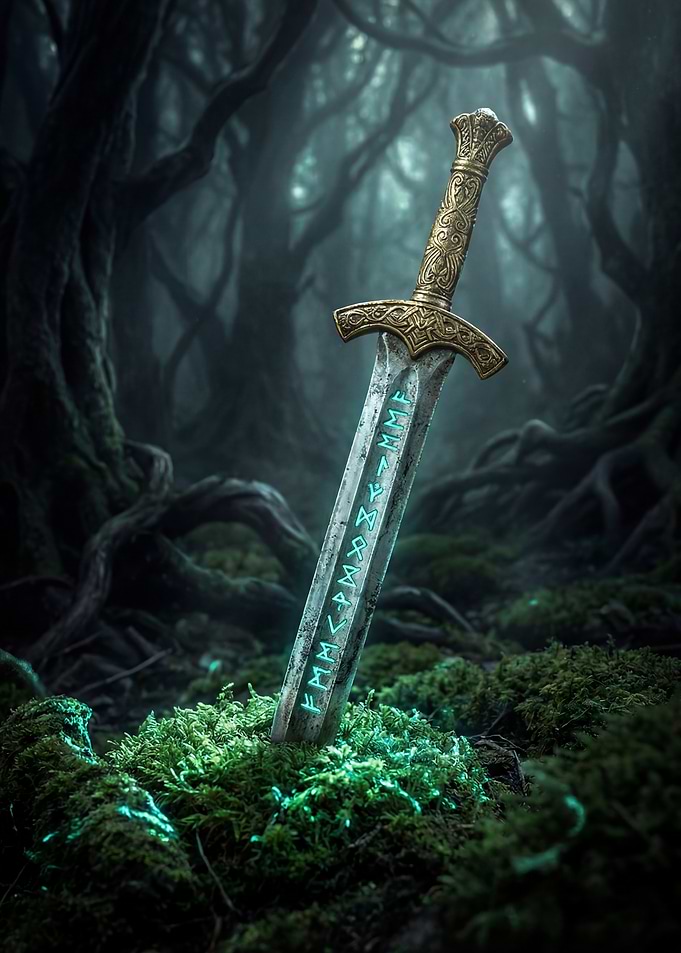 Mystical Sword in Enchanted Forest