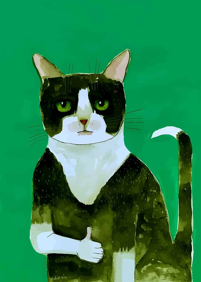 Tuxedo Cat Giving Thumbs Up