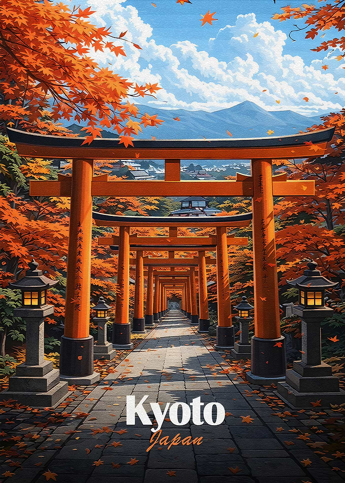 Kyoto Japan Torii Gates Autumn