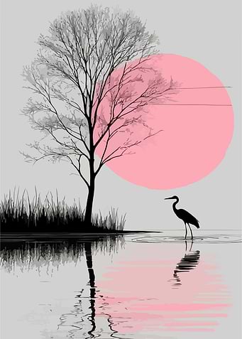 Heron and Tree by Pink Sun