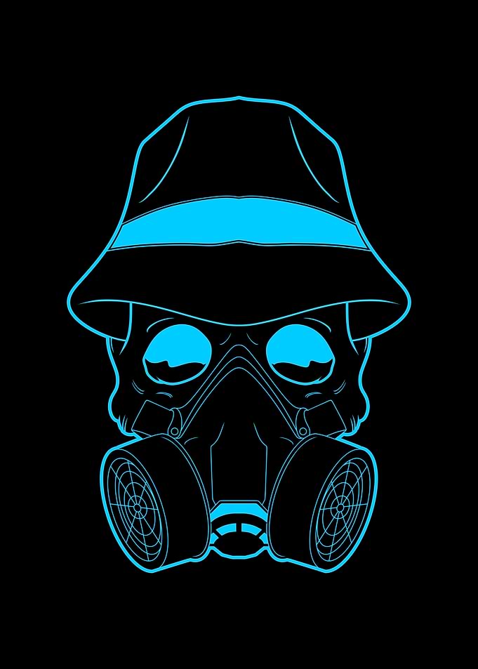 Skull Gas Mask Fedora Neon