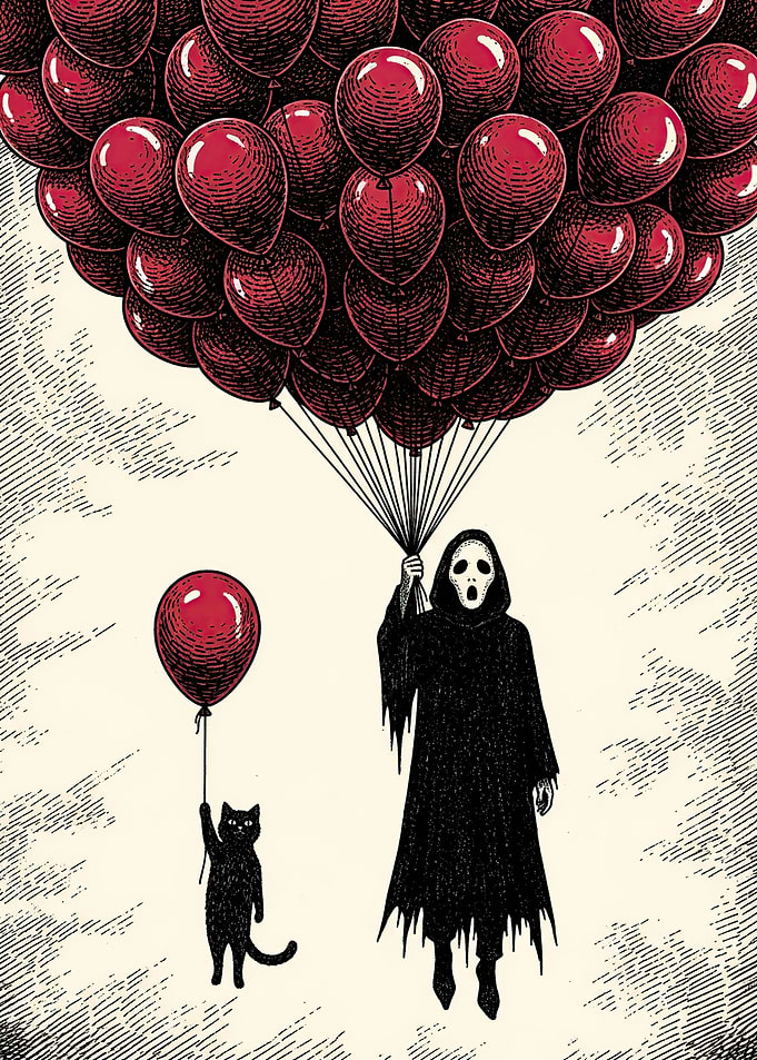 Ghostface and Cat with Balloons