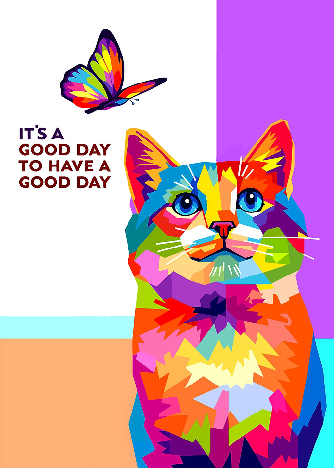 Colorful Cat and Butterfly