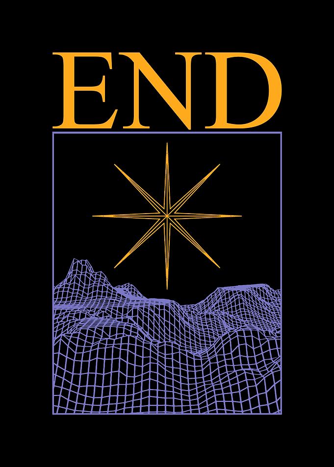 End Graphic with Star and Landscape