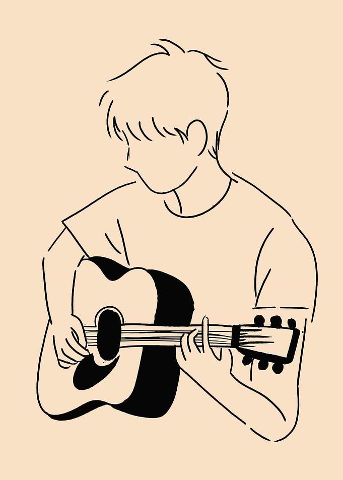 Person playing acoustic guitar