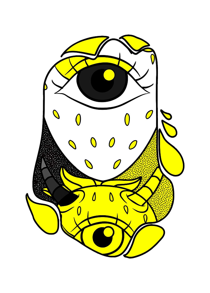 Abstract Eye Monster with Horns