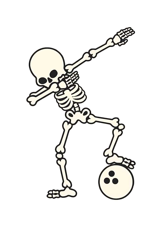 Dabbing Skeleton with Bowling Ball