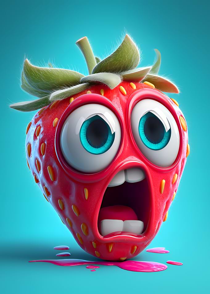 Scared Cartoon Strawberry