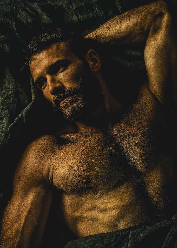 Golden Chiaroscuro Man Portrait