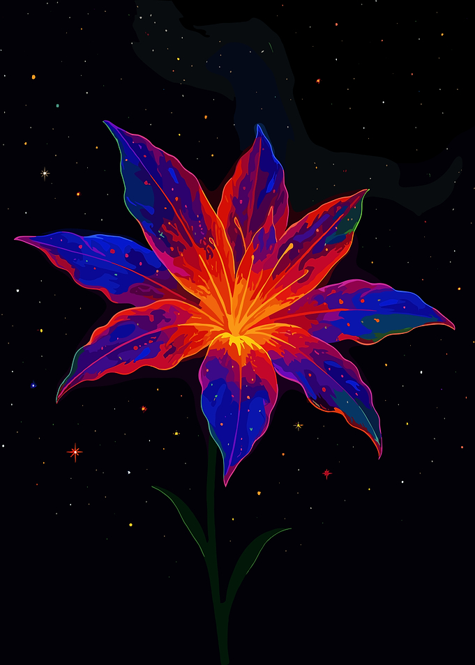 Cosmic Flower in Starry Night