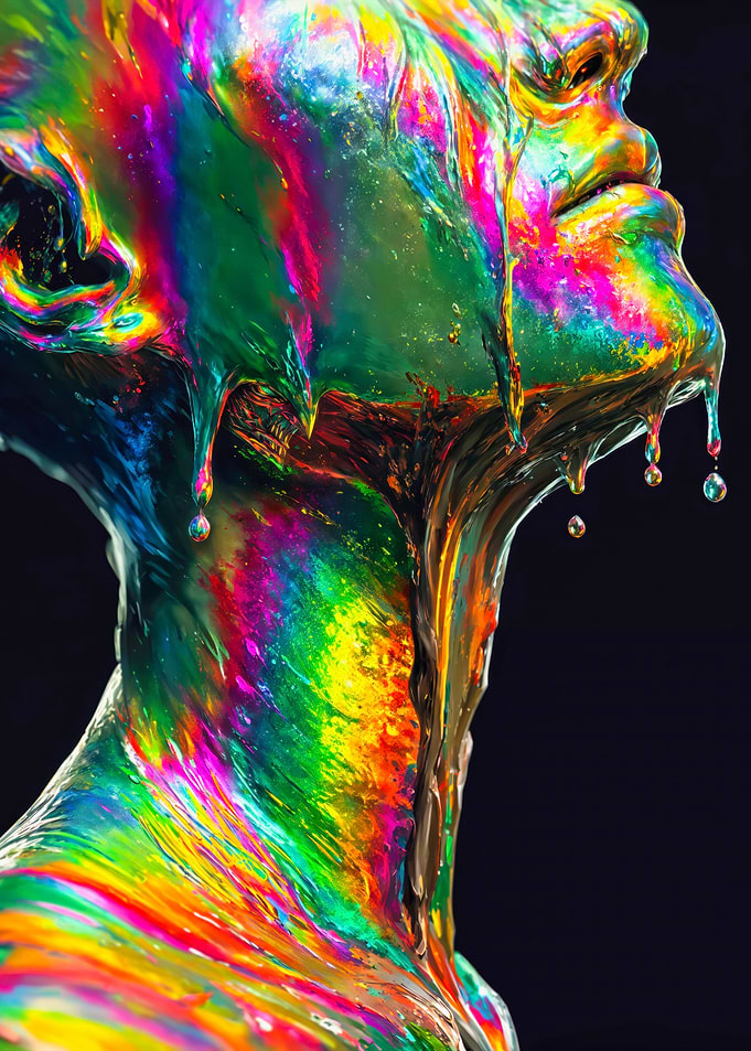 Iridescent Fluid Paint Portrait