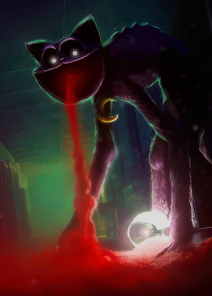 Creepy Cat Monster Vomiting Blood
