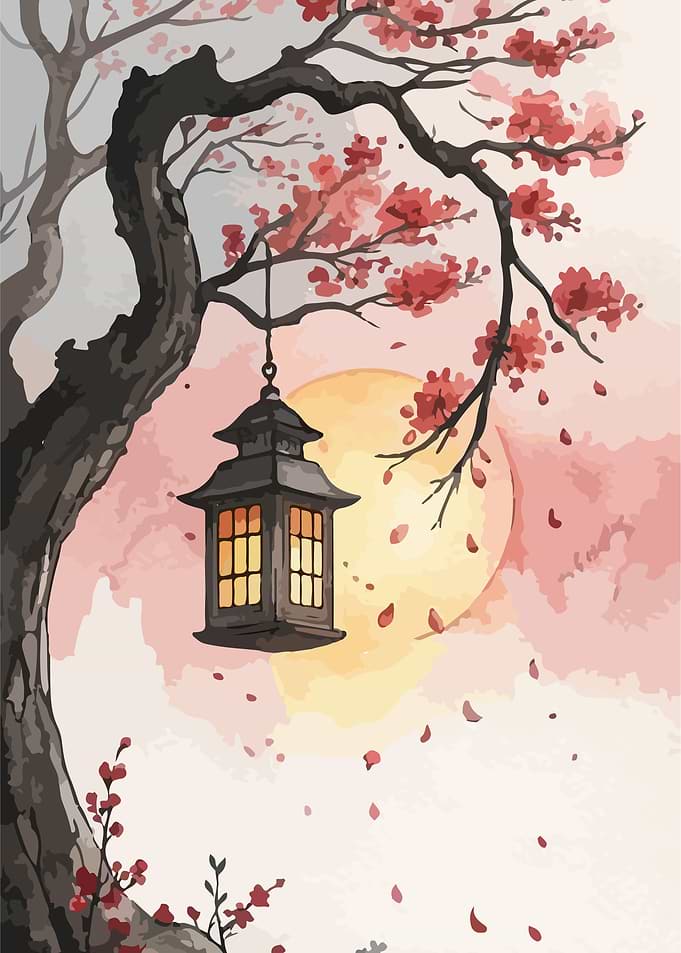 Cherry Blossom Lantern Moon