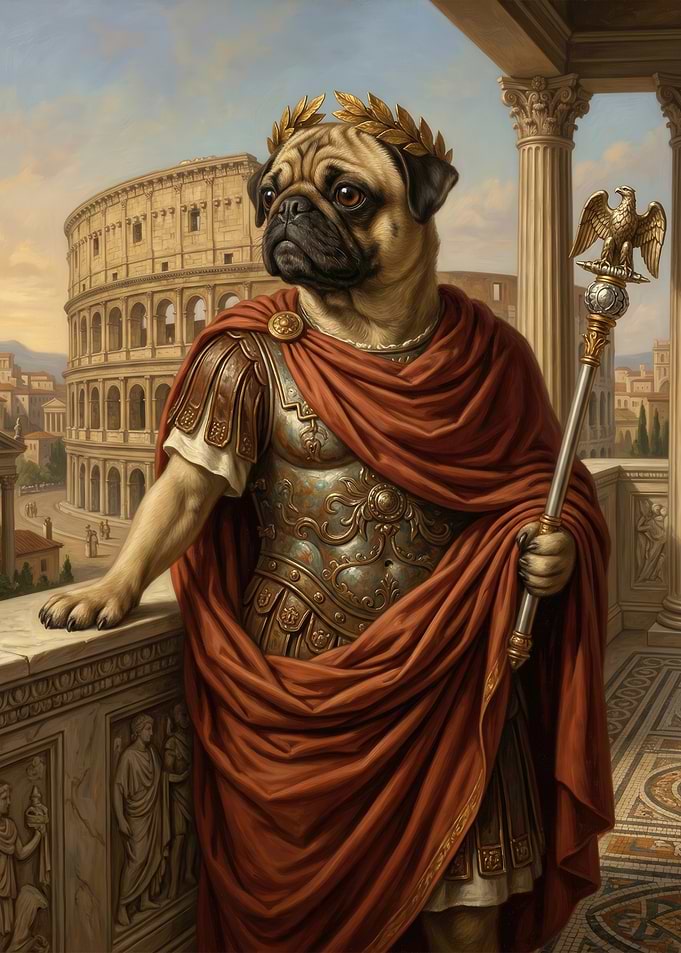 Pug Emperor in Roman Forum