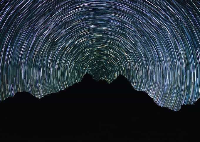 Star Trails Over Mountains