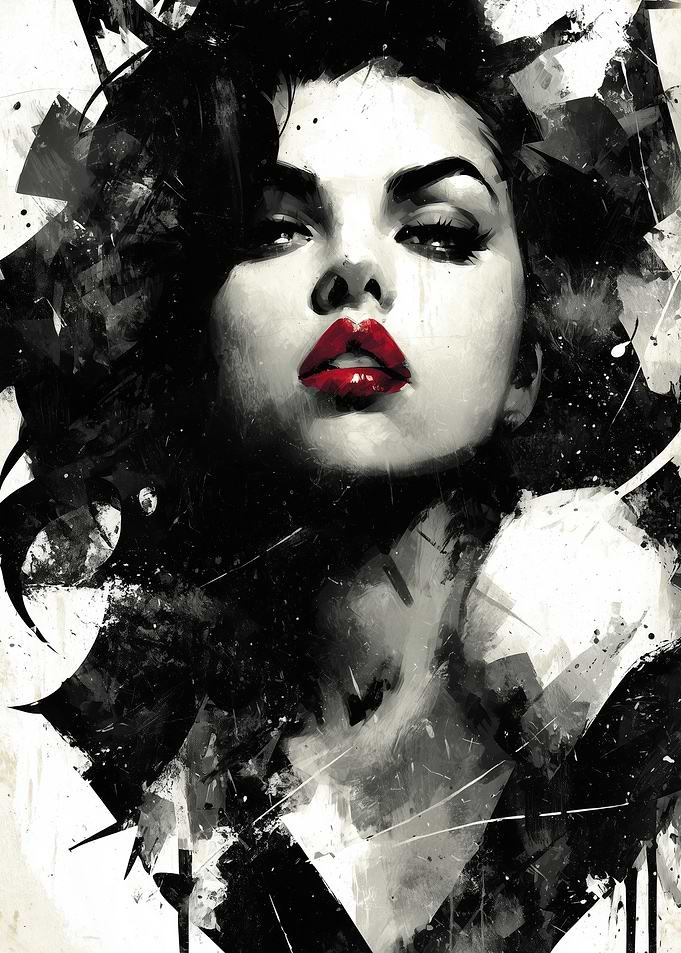Glamorous Woman with Red Lips