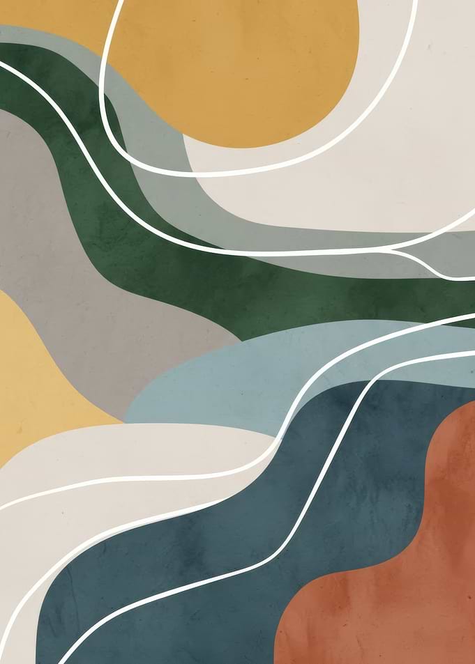 Abstract Wavy Shapes with White Lines