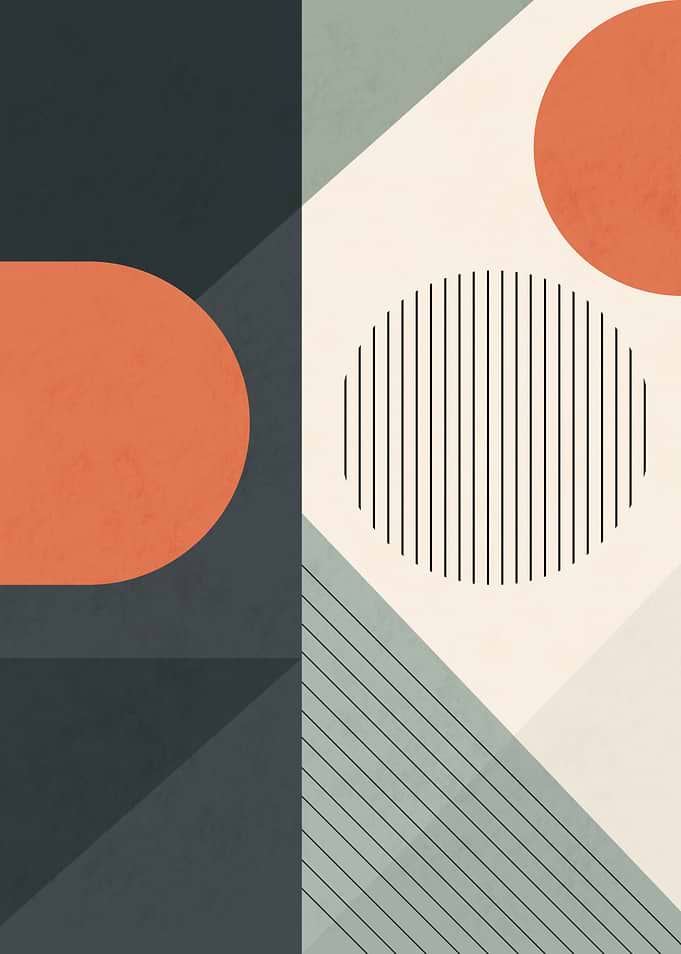 Modern Geometric Shapes in Blue and Orange