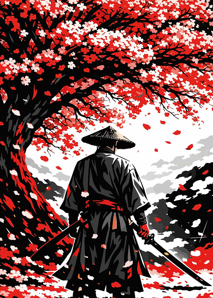 Samurai Under Cherry Blossoms