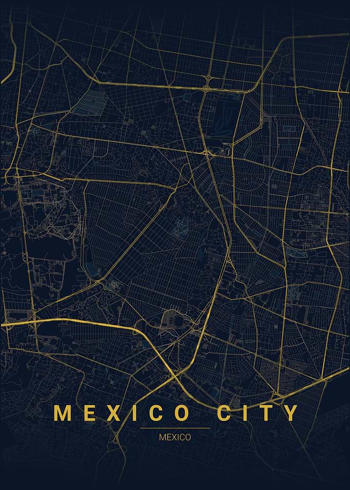 Mexico City Map Art