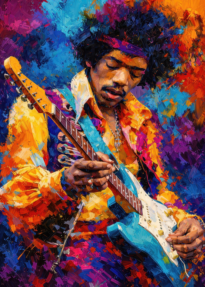 Jimi Hendrix Playing Guitar