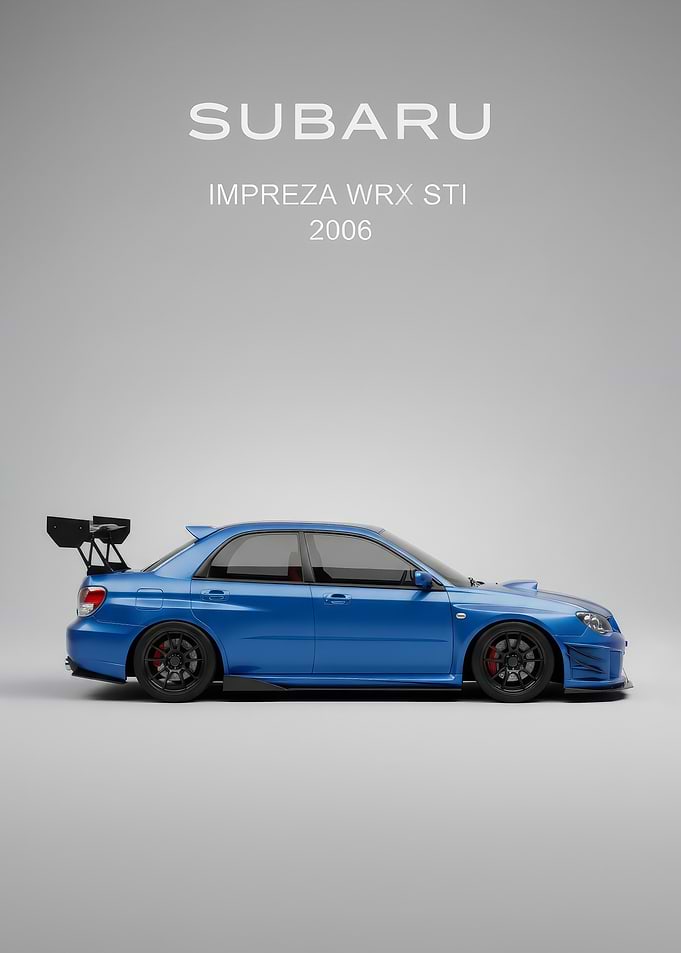Blue Subaru Impreza WRX STI 2006 poster