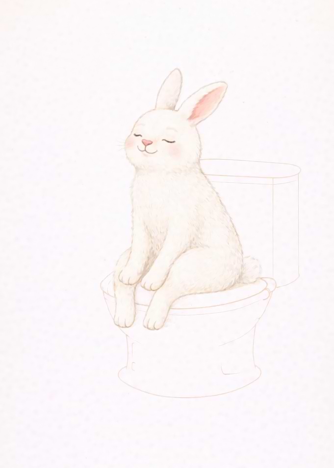 Cute Bunny on Toilet