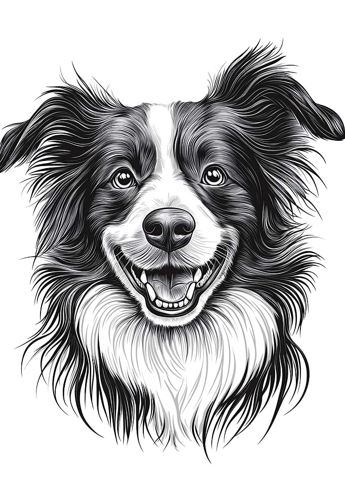 Black and White Border Collie Portrait