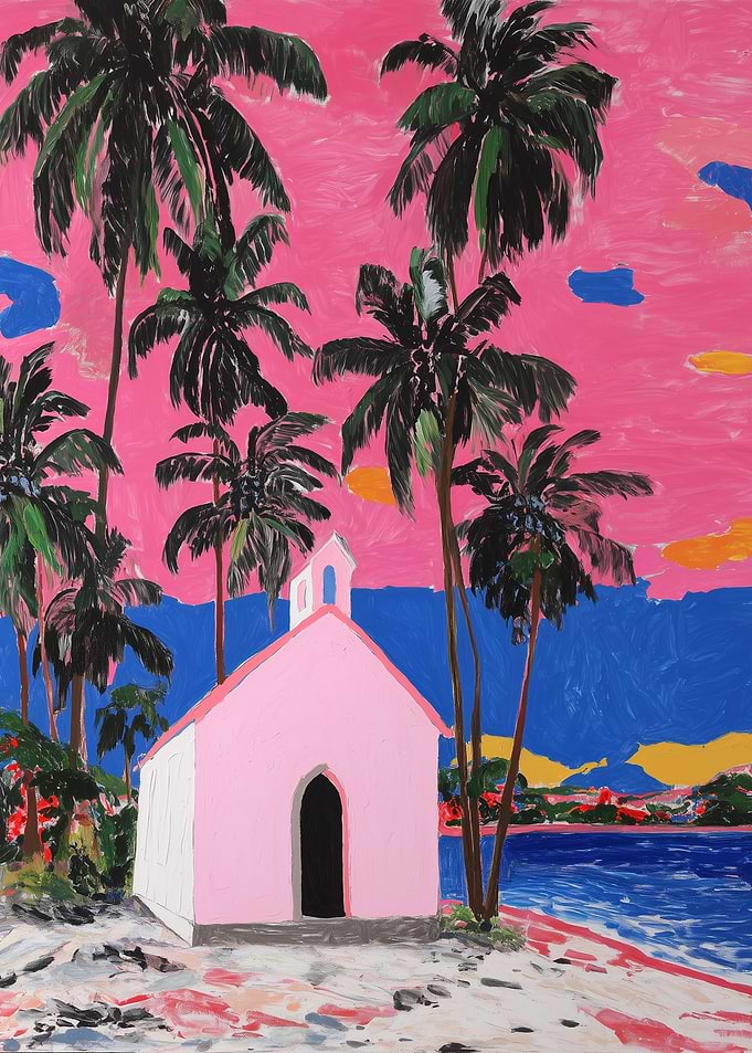 Tropical Chapel with Palm Trees