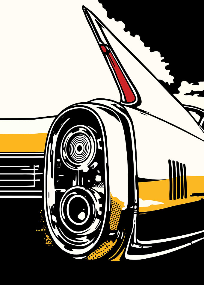 Retro Car Tail Fin and Taillight