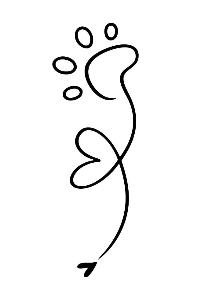Minimalist Paw Print Heart Design