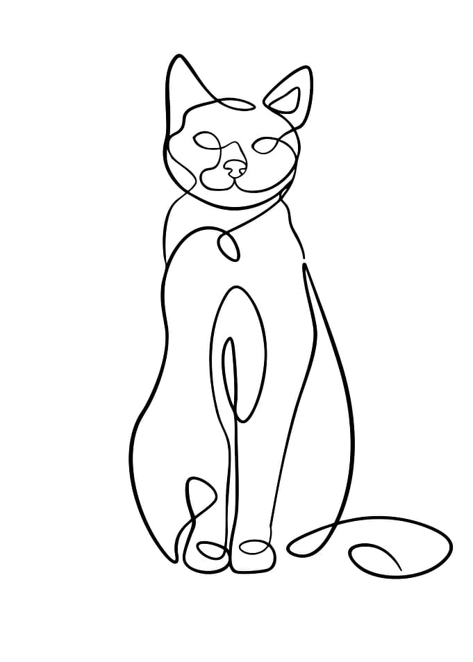 Minimalist Cat Line Art