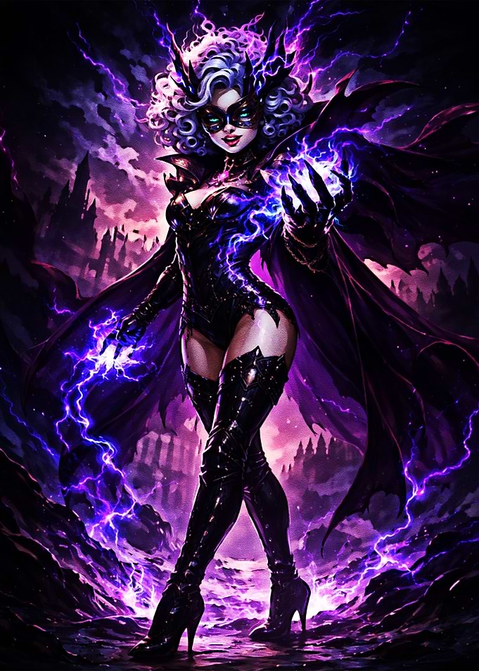 Mysterious Sorceress with Purple Lightning