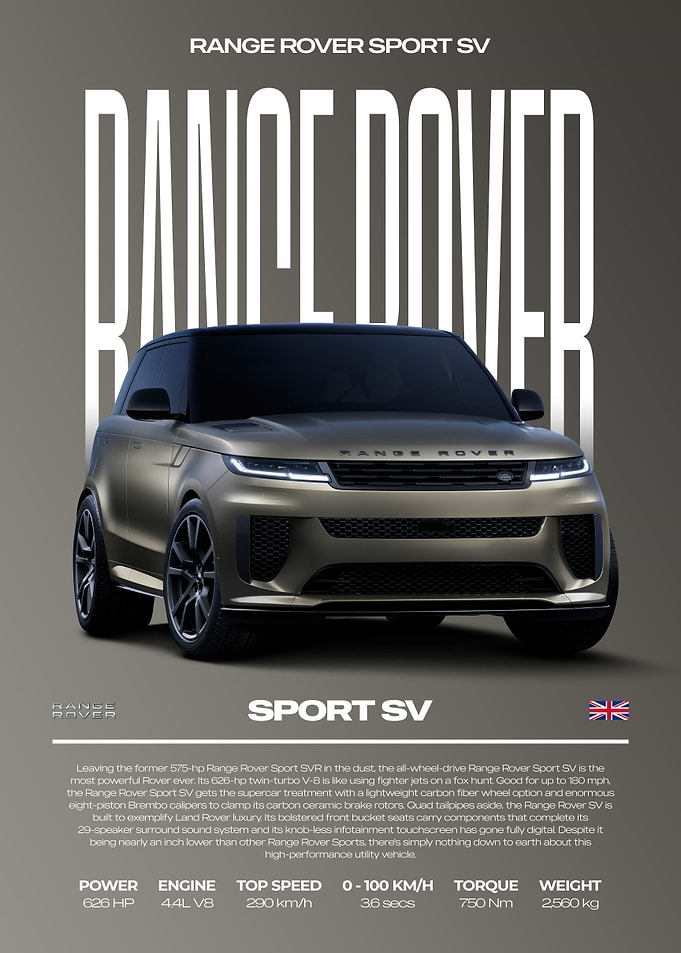 Range Rover Sport SV Car Poster