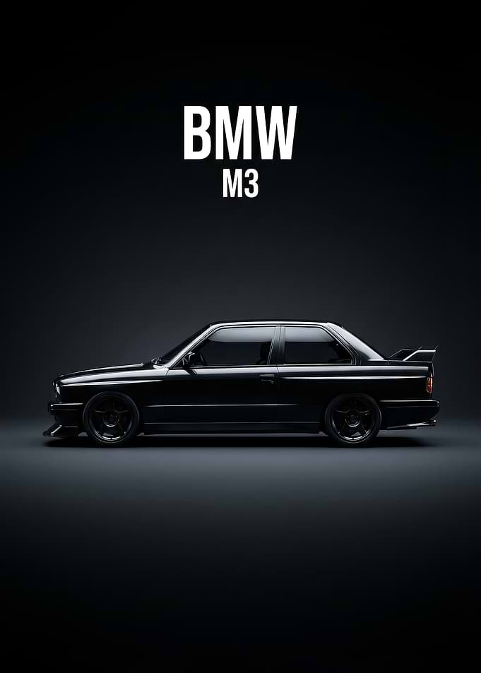Black BMW M3 E30 side poster