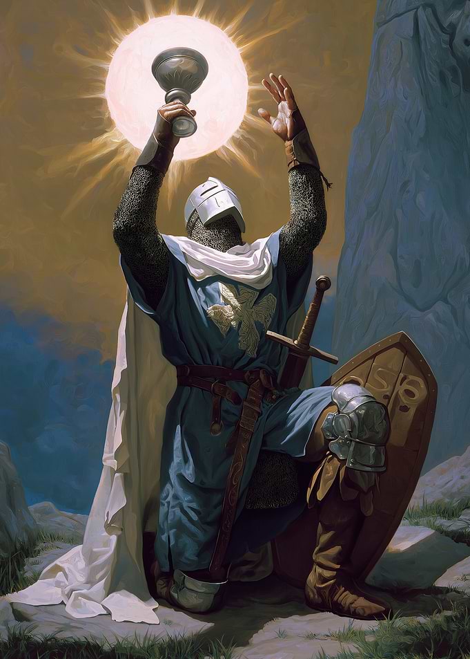 Knight holding the Holy Grail