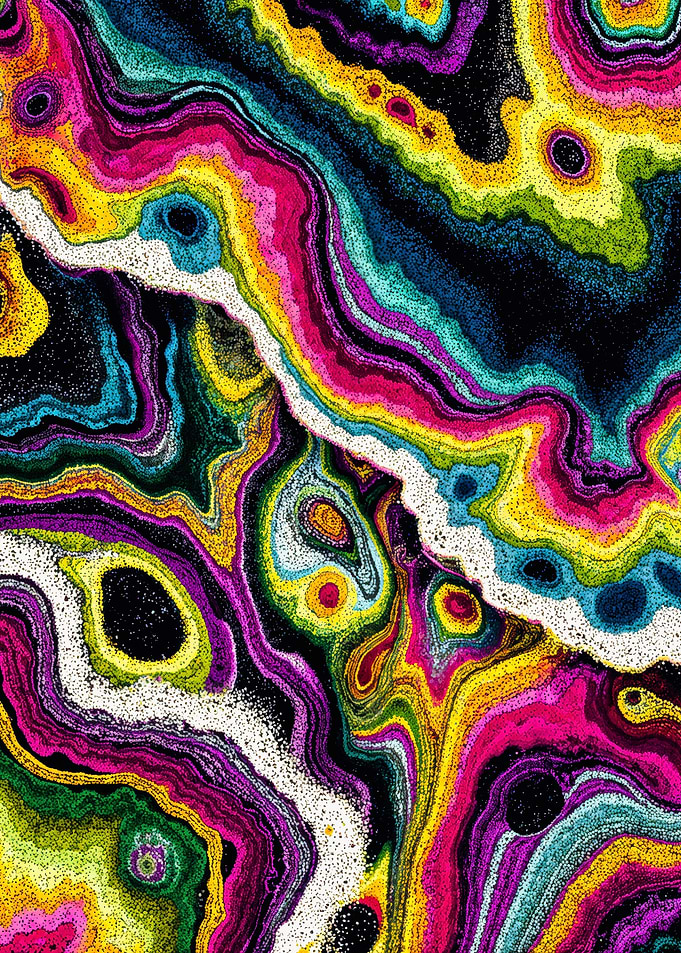 Neon Psychedelic Agate Abstract