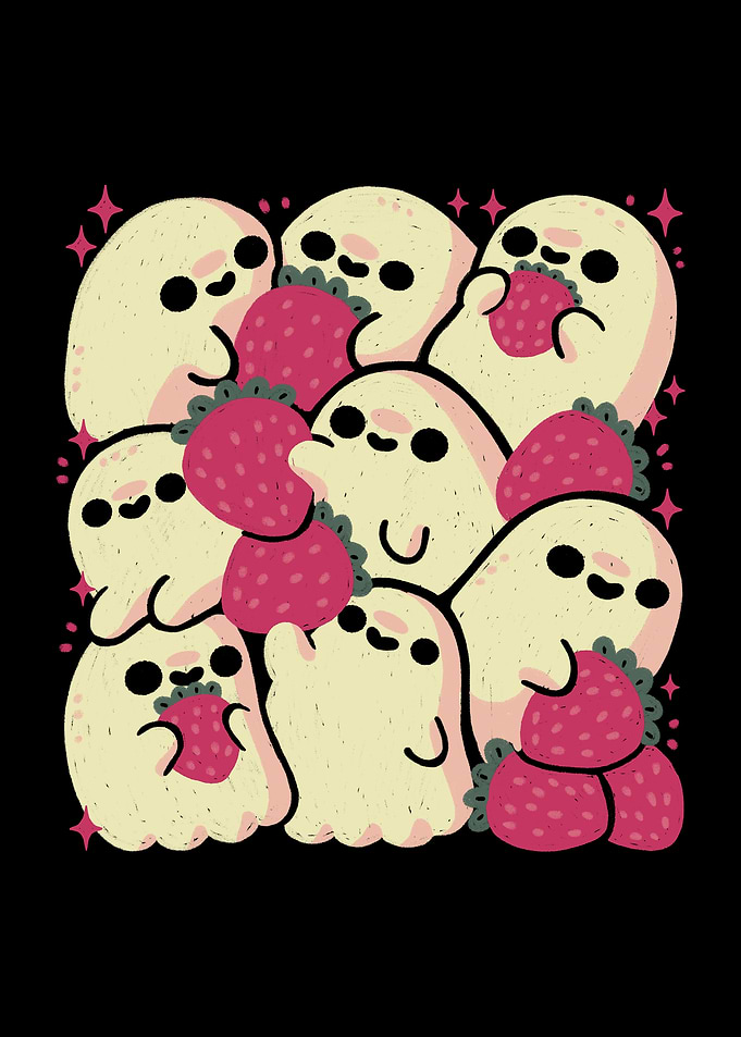 Spooky Cute Ghosts with Strawberries