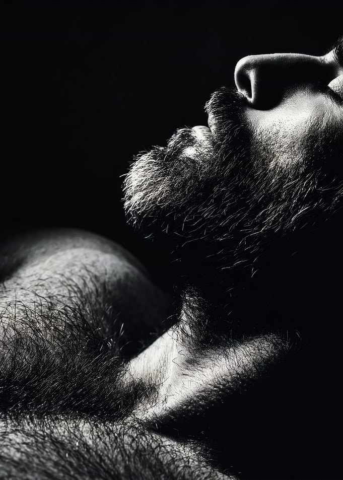 Moody Bearded Male Chest Portrait