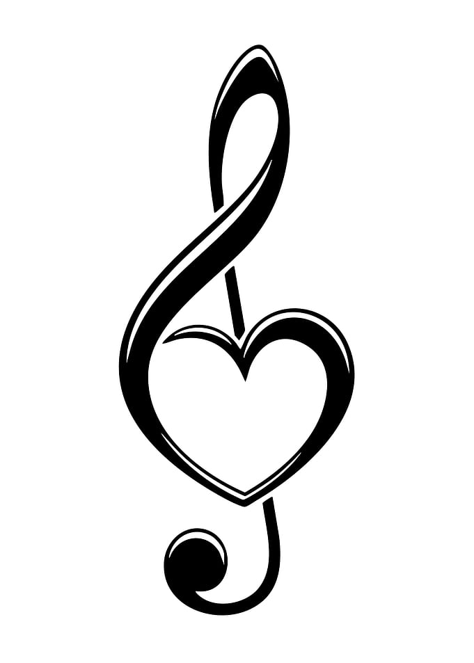 Treble Clef Heart Tattoo Design