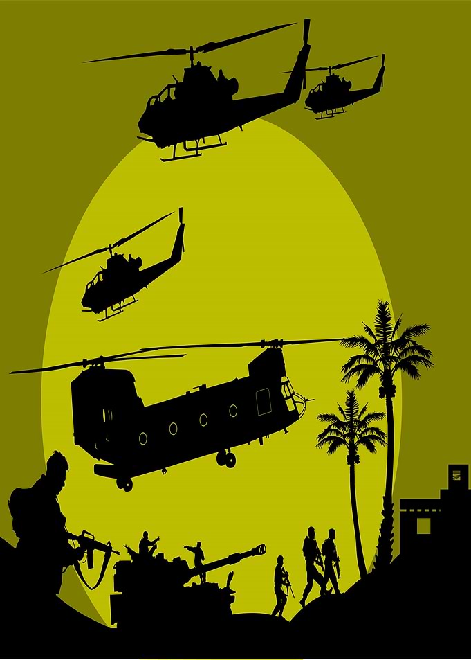 Military Helicopters In Attack