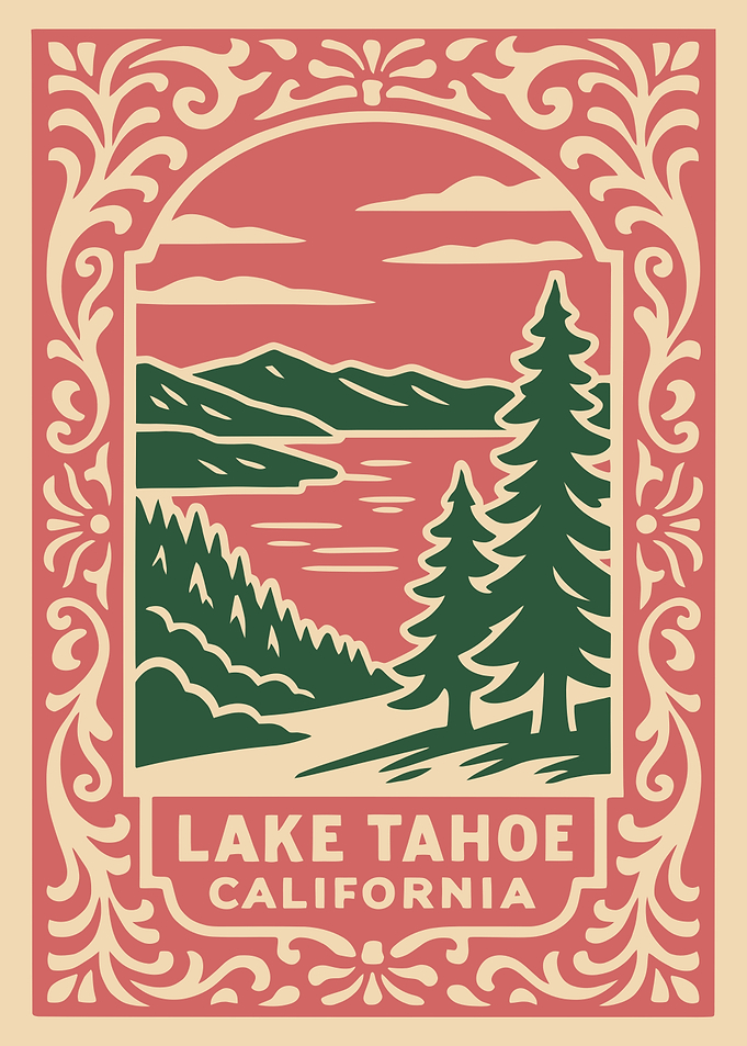 Lake Tahoe California Vintage Poster