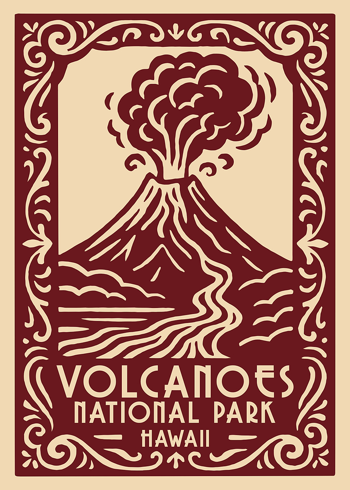 Volcanoes National Park Hawaii Vintage Poster