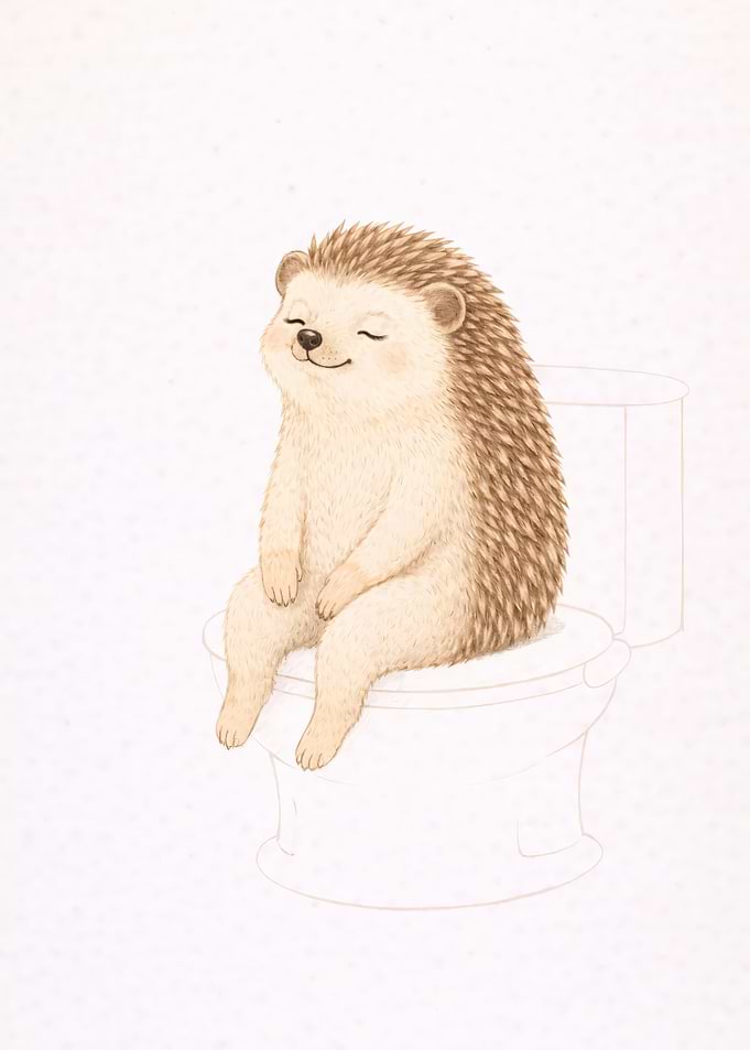 Cute Hedgehog on Toilet