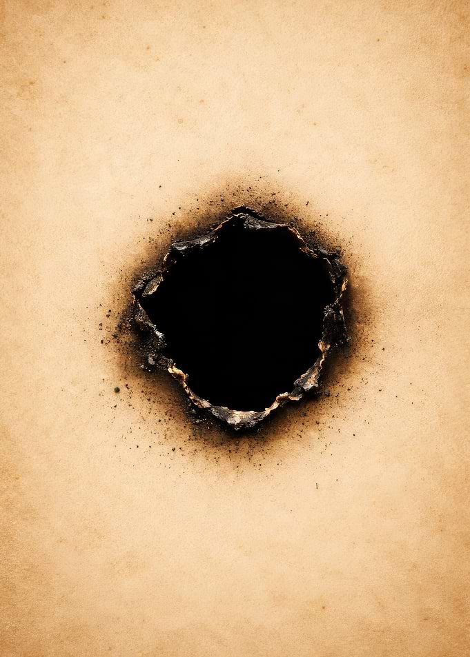 Burnt Hole in Aged Paper