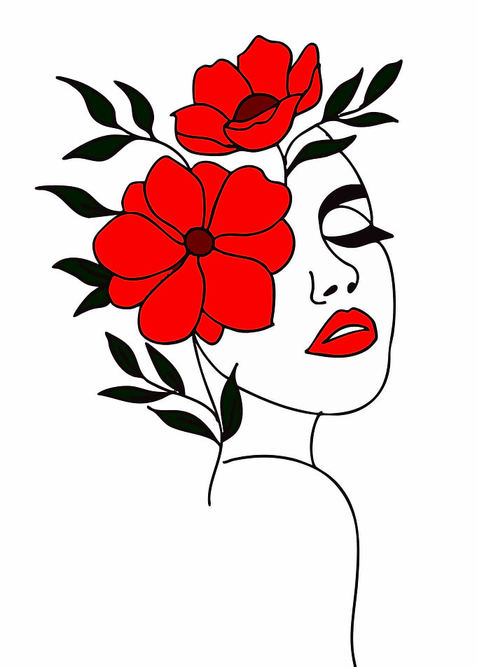 Woman with Red Flowers