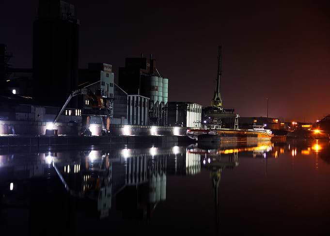 Industrial Port at Night