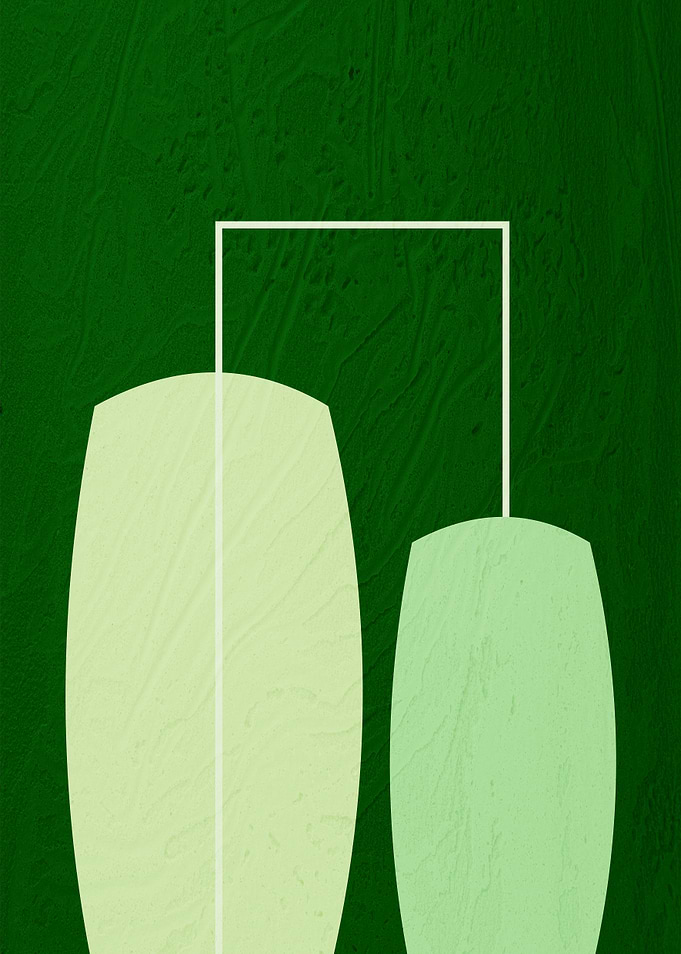 Abstract Green Shapes with White Outline